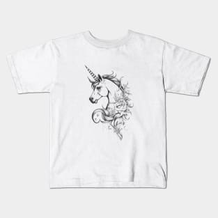 Unicorn Fantasy Wild Animal Illustration Art Tattoo Kids T-Shirt